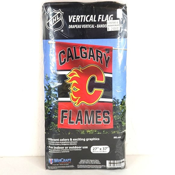 WinCraft NHL Licensed Calgary Flames 27in x 37in Vertical Flag Banner 2013 - Picture 1 of 3